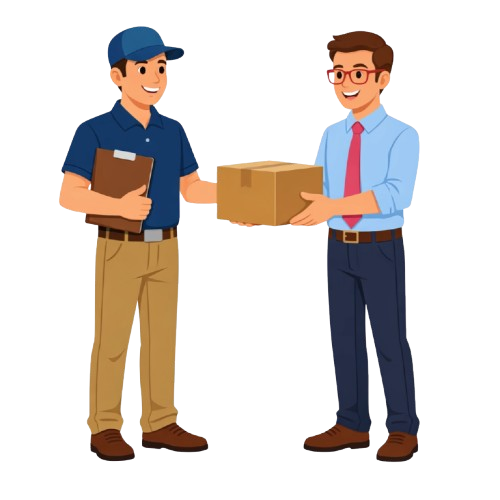 Pessoa feliz recebendo encomenda